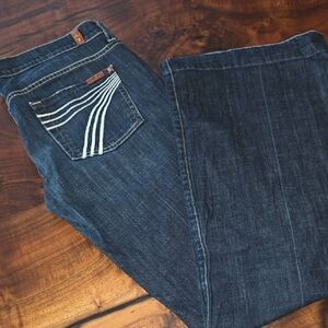 7 For All Mankind Dark Blue Straight Jeans